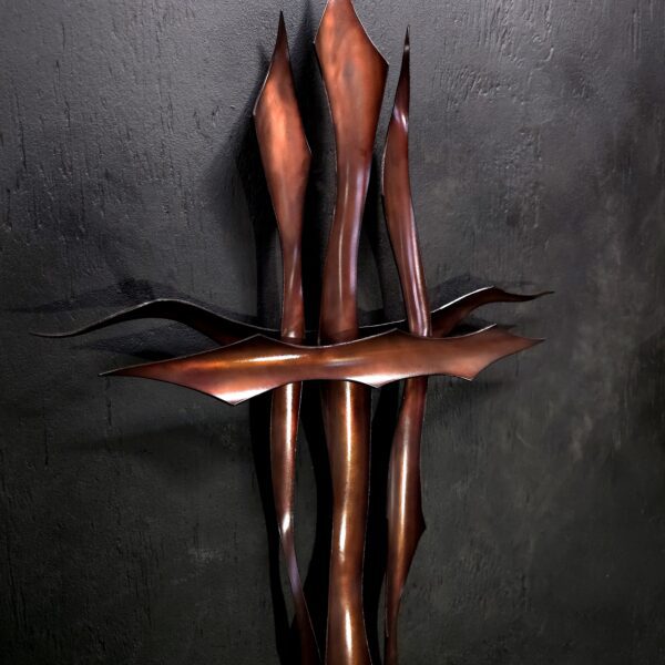 Copper Cross 2099 Brown Trident Wall Art Sculpture Door Hanging Crucifix