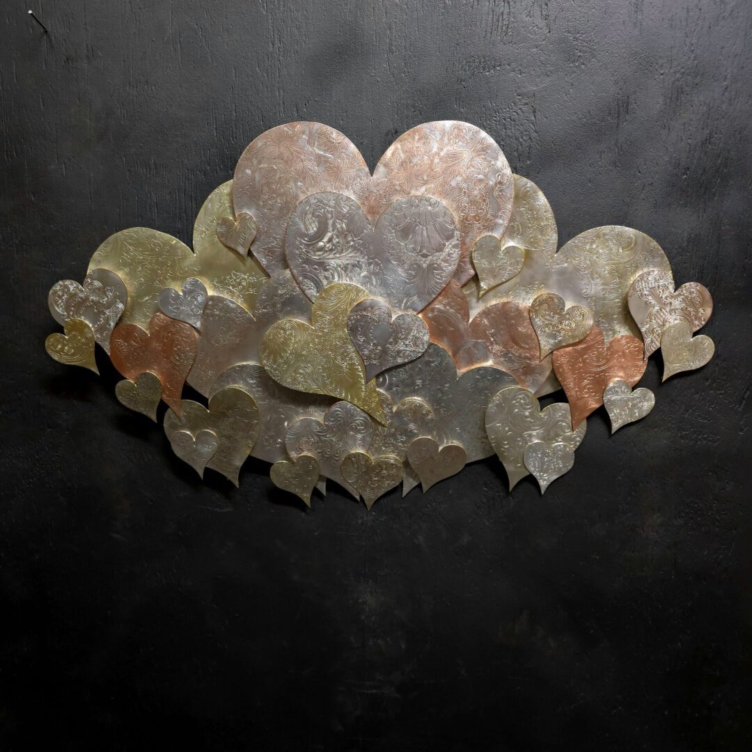 Magnus Opus Custom Extra Large Silver Plated Heart Cloud Copper Brass Wall Art Decor